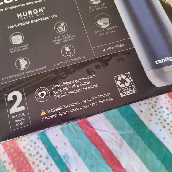 Brand New Blue and Black Contigo Huron Travel Mugs - Picture 10 of 10